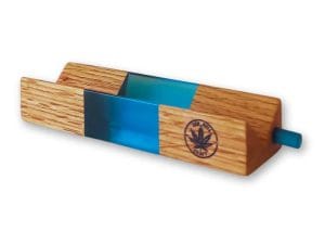 RollZen bleu - support pour rouler le CBD en bois & époxy avec tasseur bleu