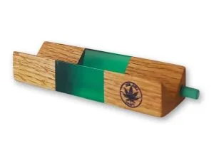 RollZen vert - support pour rouler le CBD en bois & époxy avec tasseur vert